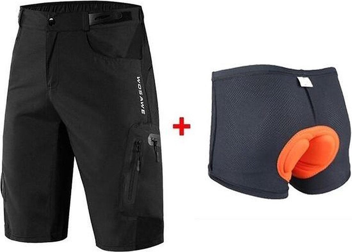 Mountainbike Broek - MTB Broek - Short - Zwart - Fietsbroek & Onderbroek met Zeem - Maat XL