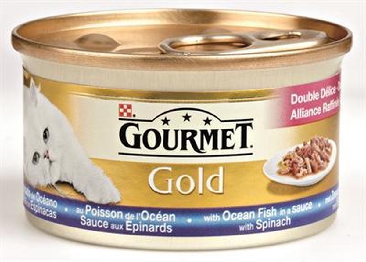 Gourmet gold luxe mix zeevis in saus met spinazie - 85 gr - 24 stuks