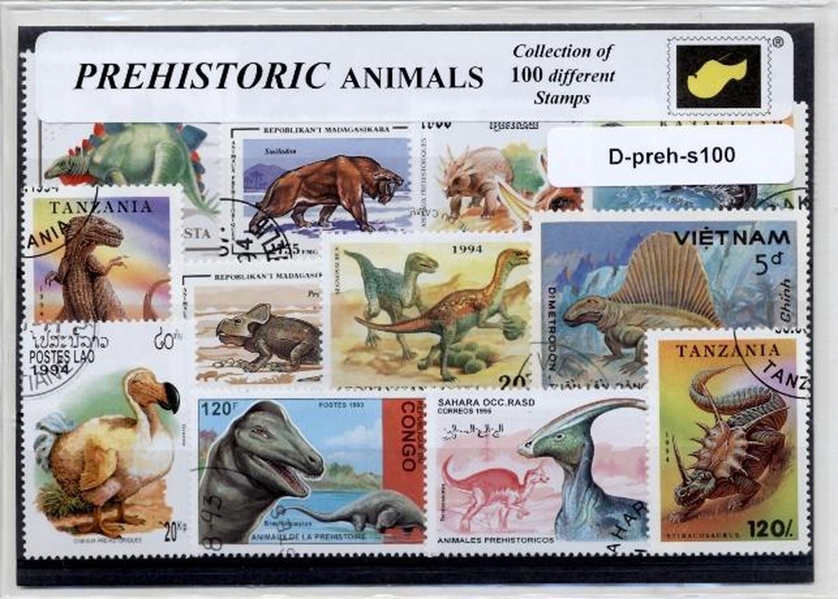 Dinosaurussen / Prehistorische dieren – Luxe Postzegel pakket (A6 formaat) : collectie van 100 verschillende postzegels van dinosaurussen. Cadeau ! Het product is te verzenden als ansichtkaart in een A6 envelop. Dino's