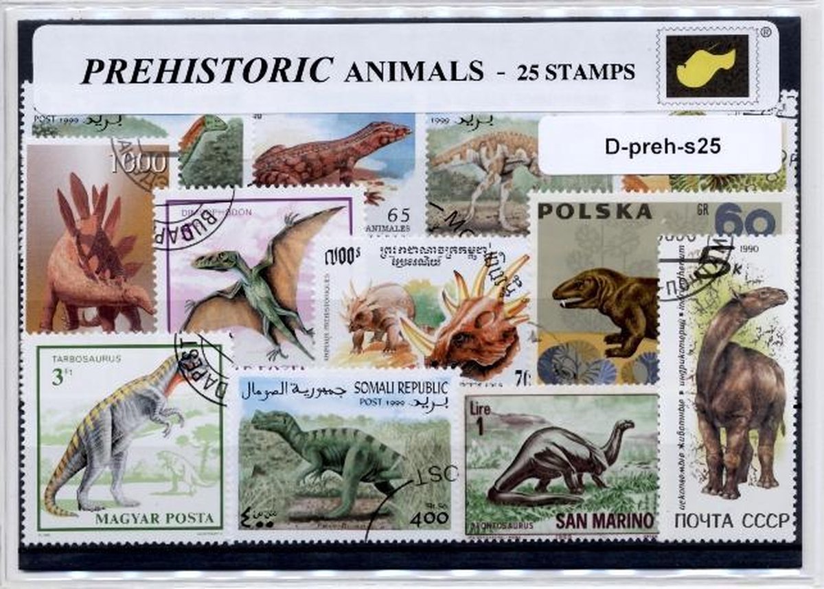 Dinosaurussen / Prehistorische dieren – Luxe Postzegel pakket (A6 formaat) : collectie van 25 verschillende postzegels van dinosaurussen. Cadeau ! Het product is te verzenden als ansichtkaart in een A6 envelop. Dino's