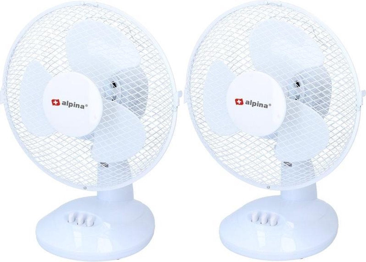 2x Voordelige tafel of bureau ventilatoren wit 23 cm - Witte kantoor/bureau ventilatoren