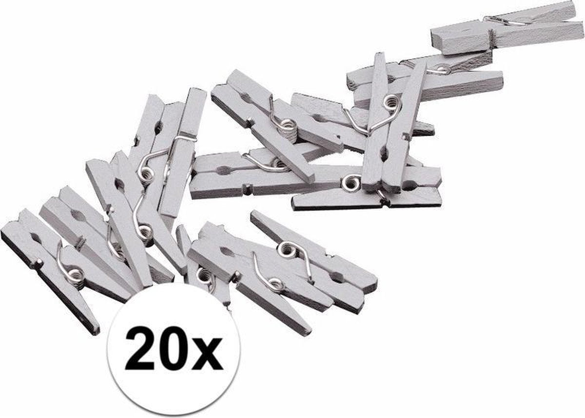 20x mini knijpertjes zilver - 2 cm - kleine/ mini knijpers
