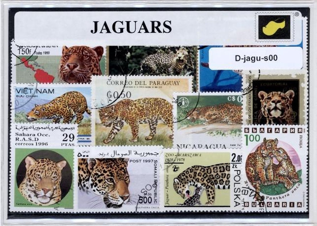 Jaguars – Luxe postzegel pakket (A6 formaat) : collectie van verschillende postzegels van jaguars – kan als ansichtkaart in een A6 envelop - authentiek cadeau - kado tip - geschenk - kaart - Panthera onca - panter - staart - regenwoud - roofier