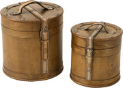 J-Line Set Van 2 Koffers Rond Hout Beige