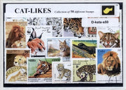 Katachtigen – Luxe postzegel pakket (A6 formaat) : collectie van 50 verschillende postzegels van katachtigen – kan als ansichtkaart in een A6 envelop - authentiek cadeau - kado tip - geschenk -kaart - kat - kater -  tijger - katten - panter - cheeta