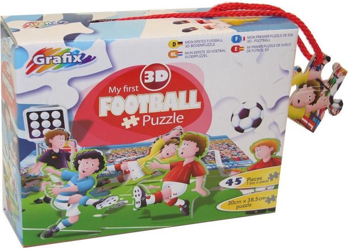 3D puzzels - Kinderen - Thema Voetbal - 45 puzzelstukjes - Afmeting: 29 X 39 CM