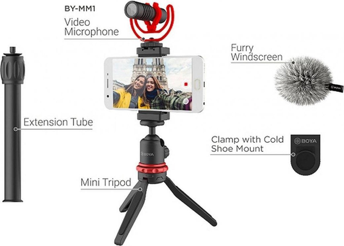 Boya Vlogging kit with BY-MM1 and smartphone holder