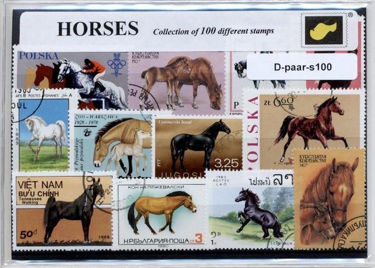 Paarden - Luxe postzegel pakket (A6 formaat) : collectie van 100 verschillende postzegels van paarden – kan als ansichtkaart in een A6 envelop - authentiek cadeau - kado - geschenk kaart - paard - paardrijden - amazone - ruiter - manege - equestrian