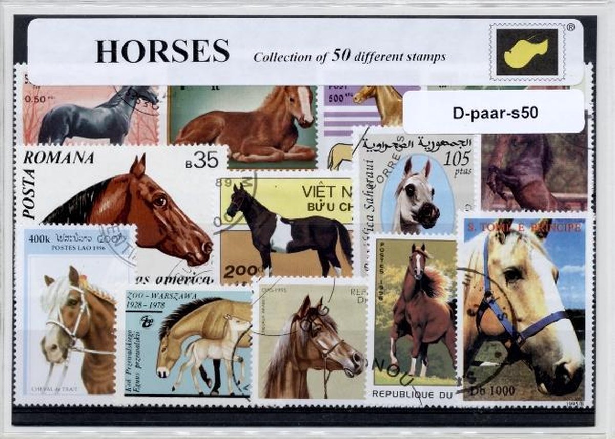 Paarden - Luxe postzegel pakket (A6 formaat) : collectie van 50 verschillende postzegels van paarden – kan als ansichtkaart in een A6 envelop - authentiek cadeau - kado - geschenk kaart - paard - paardrijden - amazone - ruiter - manege - equestrian