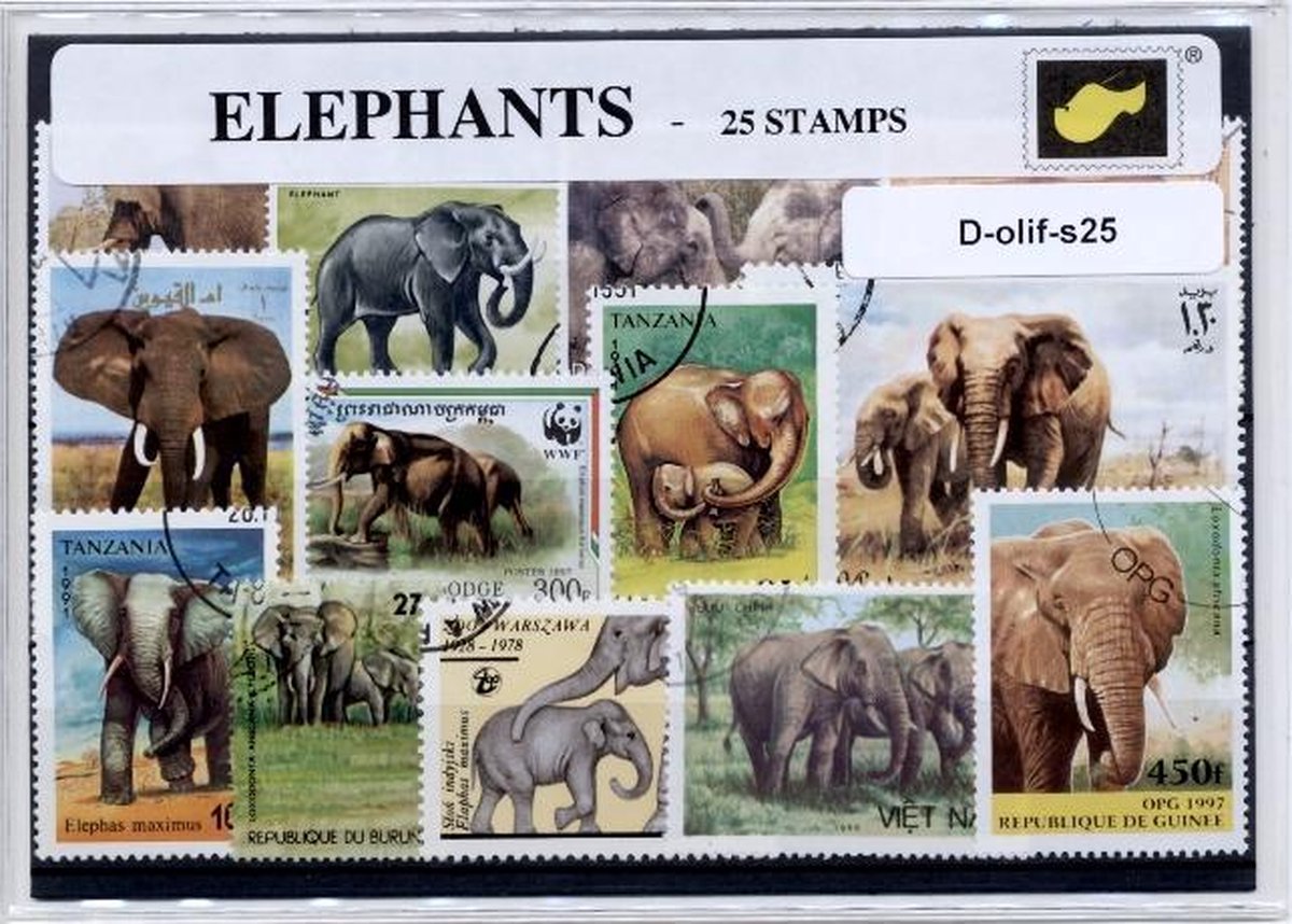 Olifanten – Luxe postzegel pakket (A6 formaat) : collectie van 25 verschillende postzegels van olifanten – kan als ansichtkaart in een A6 envelop
