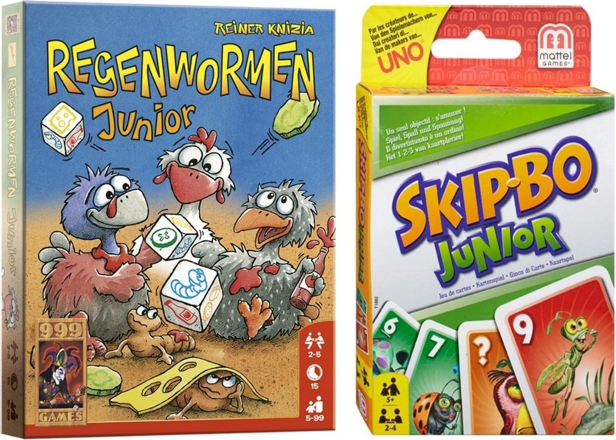 Spellenbundel - Bordspel - 2 Stuks - Regenwormen Junior  & Skip-Bo Junior