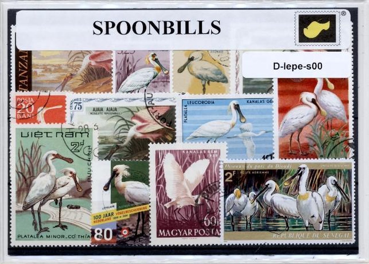 Lepelaars – Luxe postzegel pakket (A6 formaat) : collectie van verschillende postzegels van lepelaars – kan als ansichtkaart in een A6 envelop - authentiek cadeau - kado - geschenk - kaart  - vogel - vogels - Platalea leucorodia - ibis - snavel