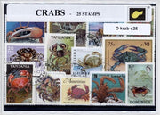 Krabben – Luxe postzegel pakket (A6 formaat) : collectie van 25 verschillende postzegels van krabben – kan als ansichtkaart in een A6 envelop - authentiek cadeau - kado - geschenk - kaart  - zee - Brachyura - kreeft - tienpotigen - krab - carapax