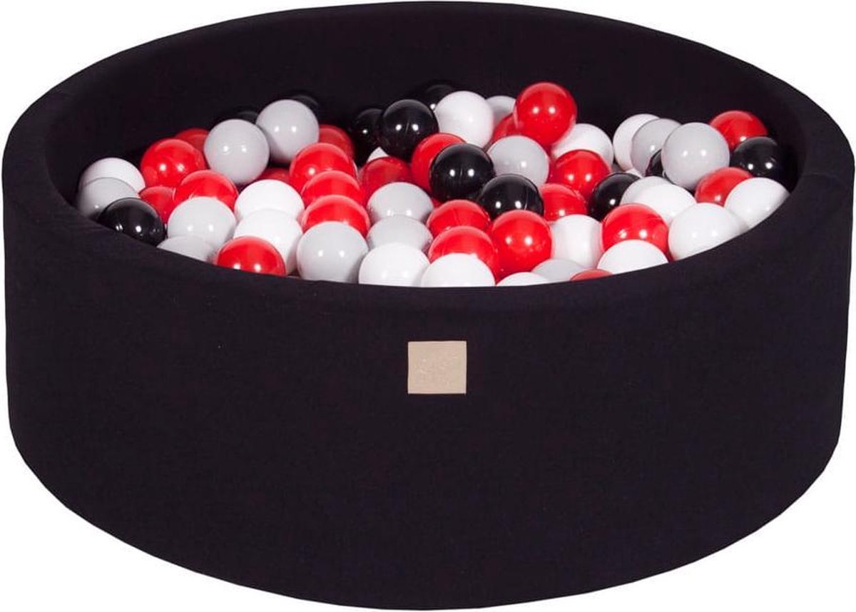 Ronde Ballenbak set incl 200 ballen 90x30cm - Zwart: Zwart