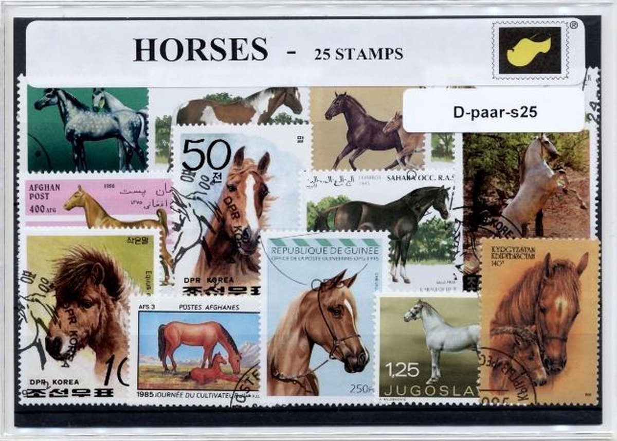 Paarden - Luxe postzegel pakket (A6 formaat) : collectie van 25 verschillende postzegels van paarden – kan als ansichtkaart in een A6 envelop
