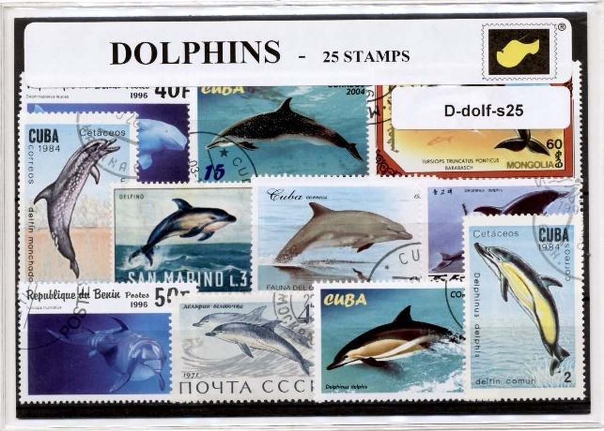 Dolfijnen – Luxe postzegel pakket (A6 formaat) : collectie van 25 verschillende postzegels van dolfijnen – kan als ansichtkaart in een A6 envelop - authentiek cadeau - kado -kaart - dieren - zeezoogdieren - dolfijn - vissen - zeedieren - Delphinidae
