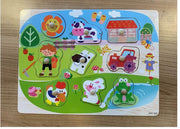 Houten kinderpuzzel | educatief | boerderij | vormenpuzzel | kinderen | 9-delig | dieren |