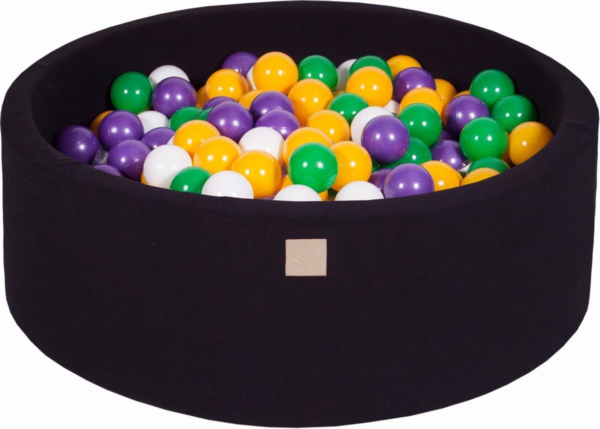Ronde Ballenbak set incl 300 ballen 90x40cm - Zwart: Geel
