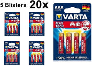 20 Stuks (5 Blisters a 4st) - VARTA Max Tech LR03 / AAA / R03 / MN 2400 1.5V alkaline batterij