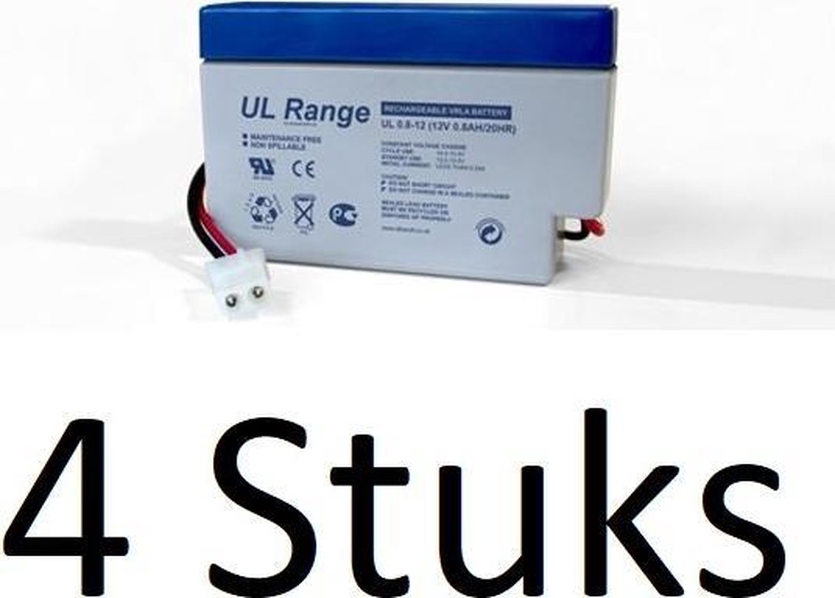 4 Stuks Loodaccu Ultracell UL 12v 800mAh