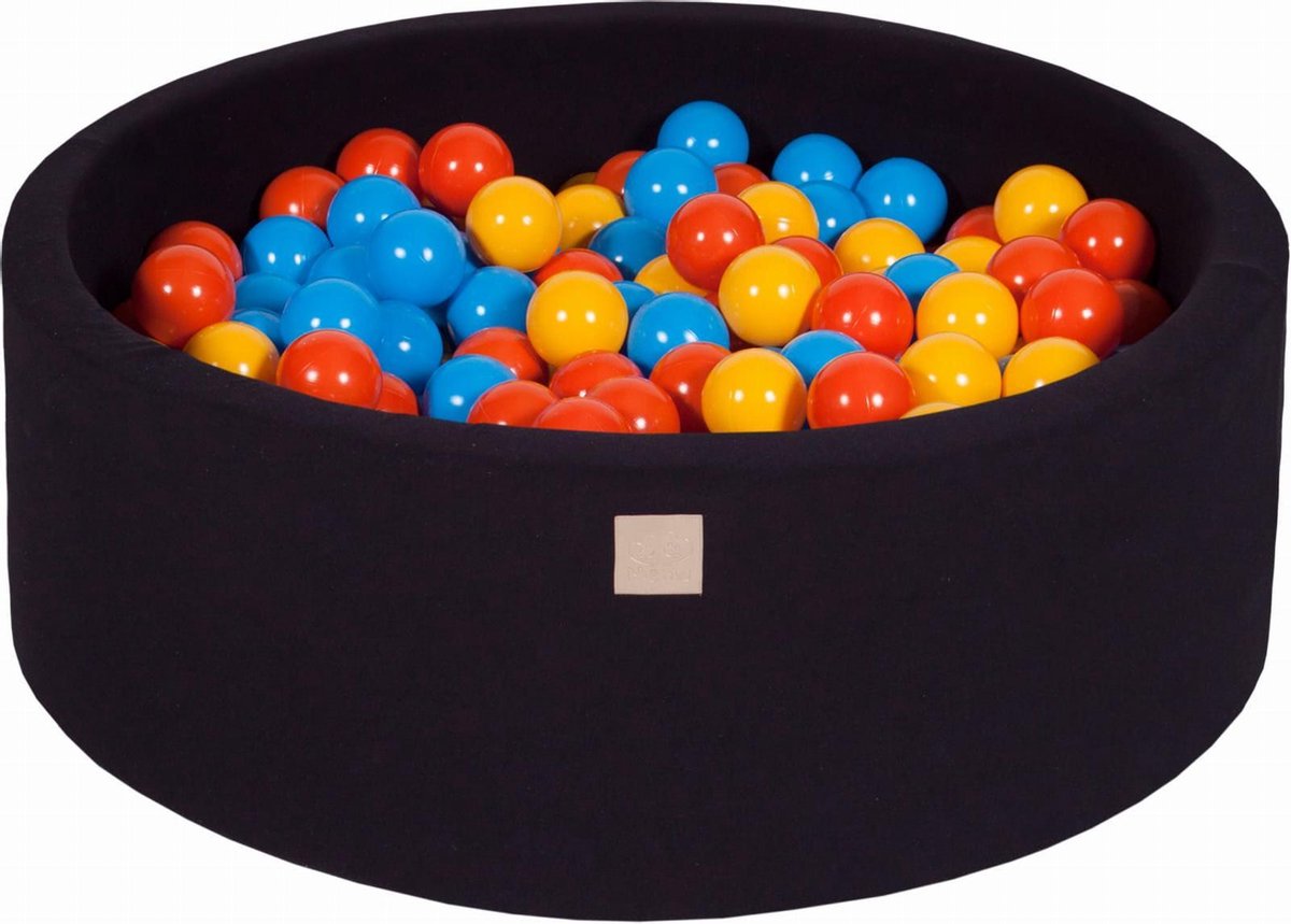 Ronde Ballenbak set incl 300 ballen 90x40cm - Zwart: Geel