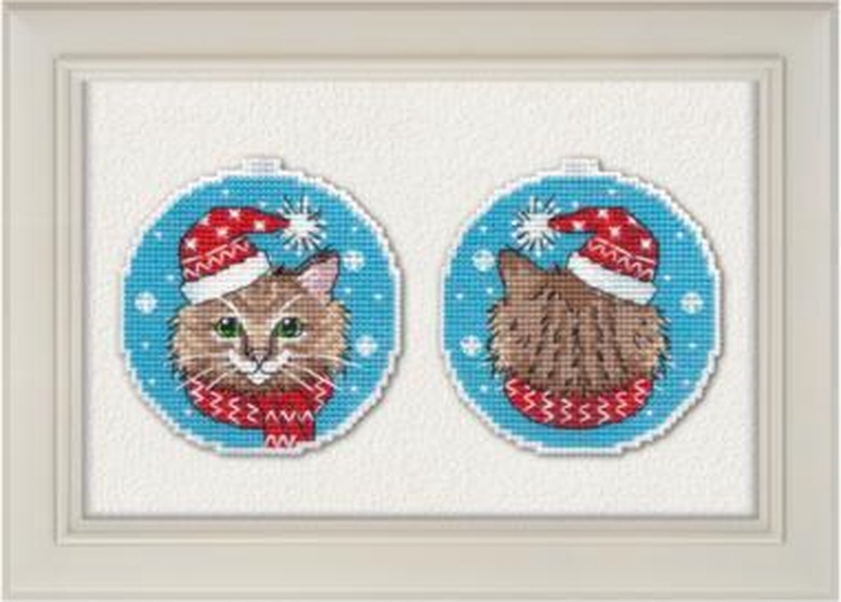 Oven Borduurpakket Kersthanger Kat 8