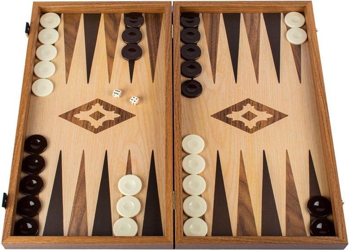 Eik en Walnoot Replica Backgammon - 38 x 20 cm Top Kwaliteit Klasse en Geweldig