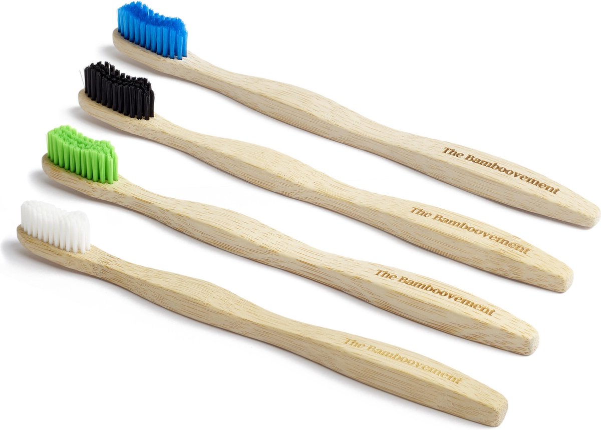 Bamboe Tandenborstel - The Bamboovement -  4 stuks - 4 kleuren
