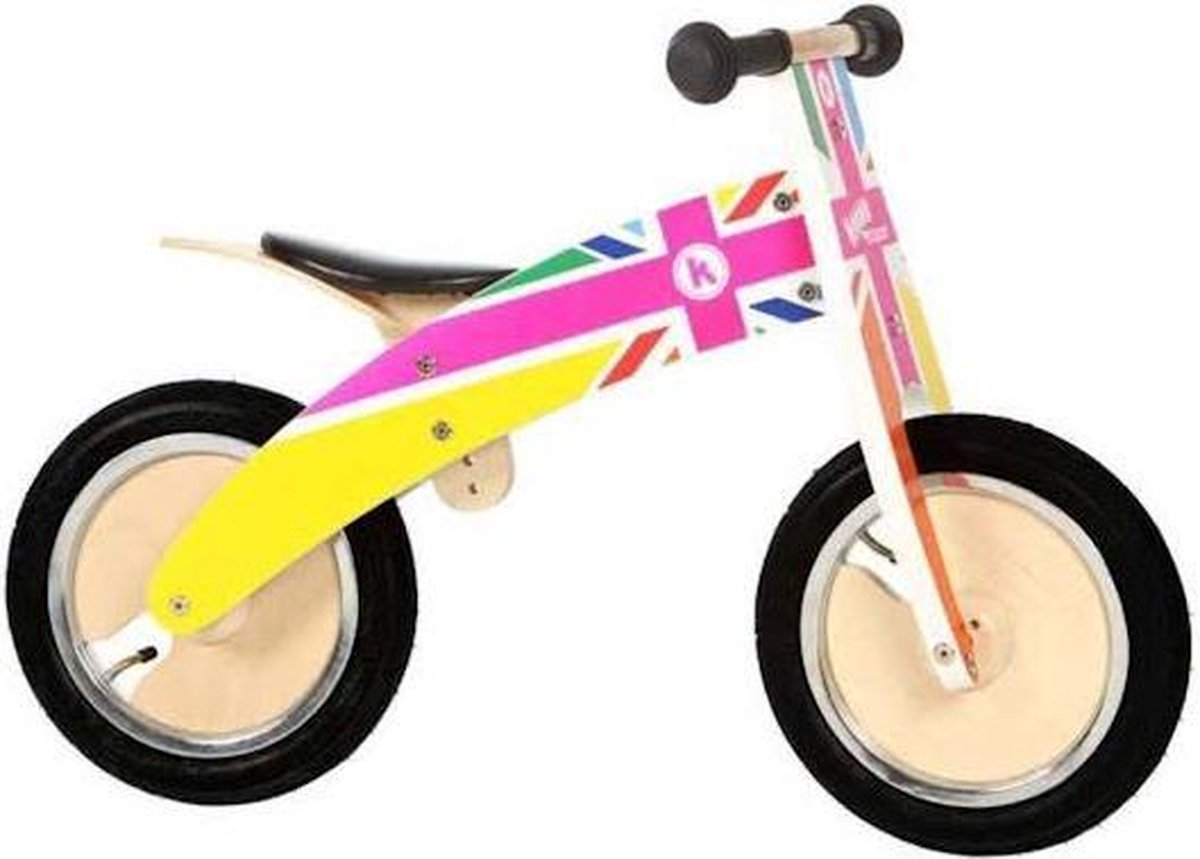 Kiddimoto Houten Loopfiets Rainbow Union Jack