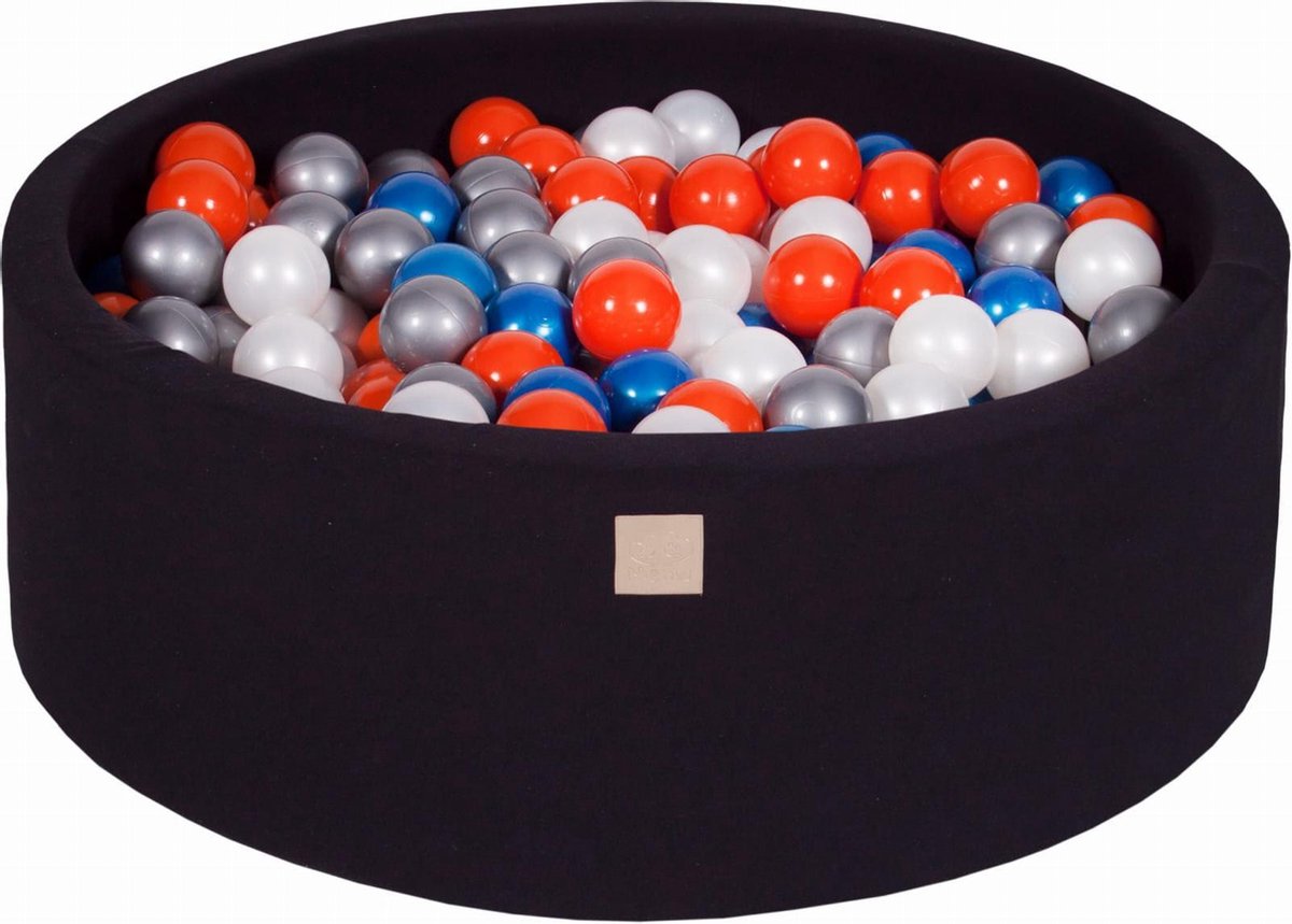 Ronde Ballenbak set incl 200 ballen 90x30cm - Zwart: Parel Blauw