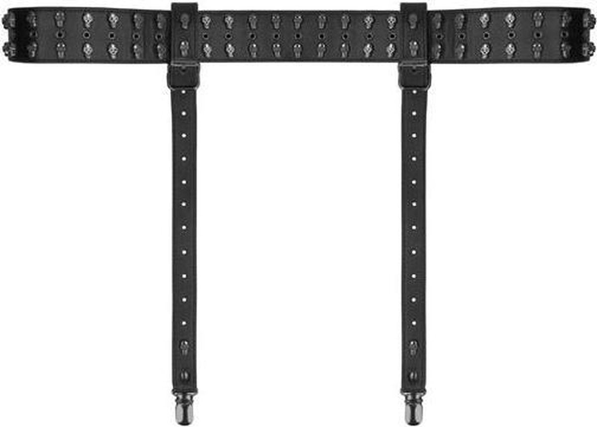 Ouch! Skulls and Bones - Garter Belt with Skulls - Black