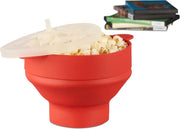 relaxdays popcorn maker silicone - voor magnetron - popcorn popper - opvouwbaar - silicoon rood