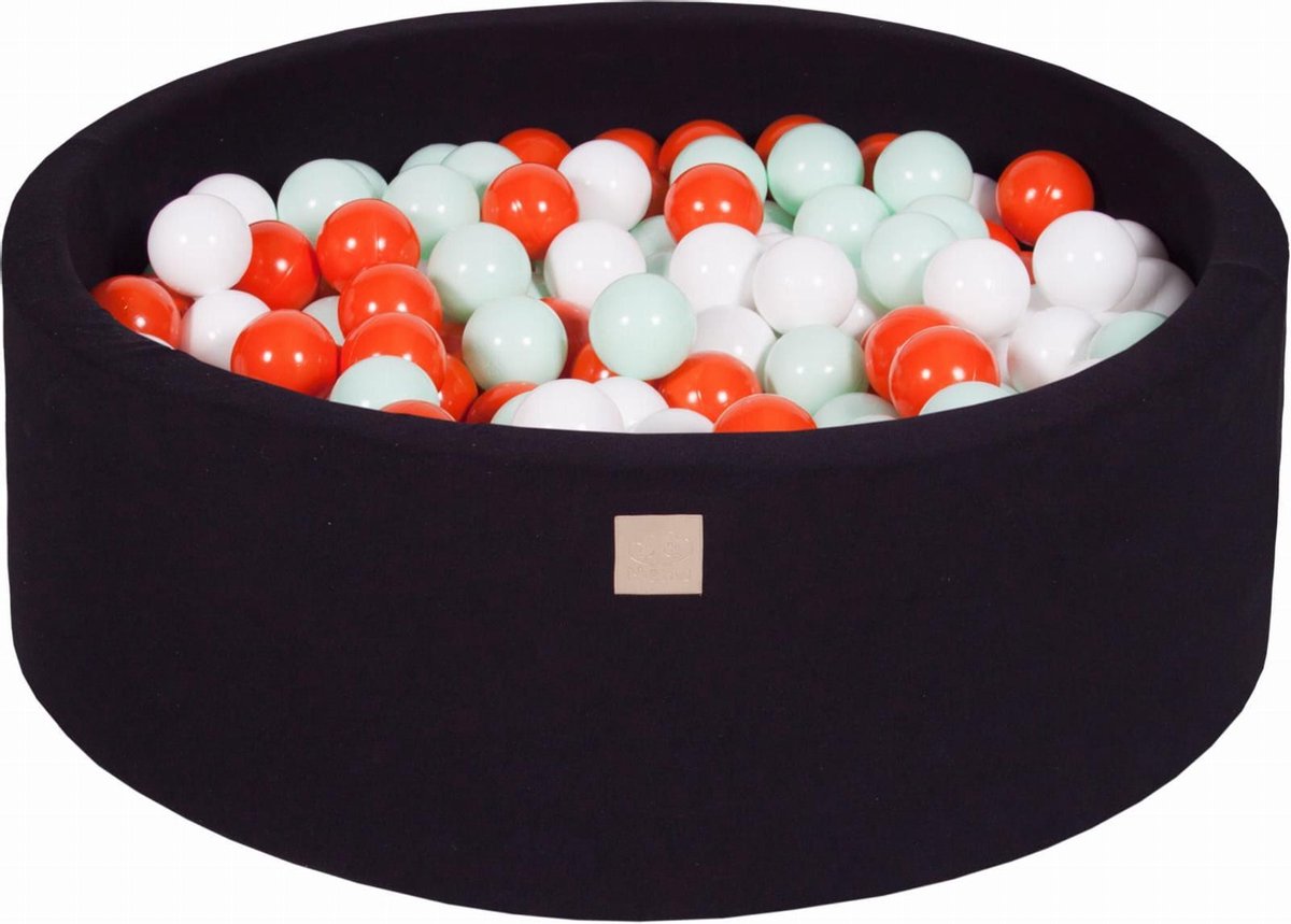 Ronde Ballenbak set incl 300 ballen 90x40cm - Zwart: Oranje