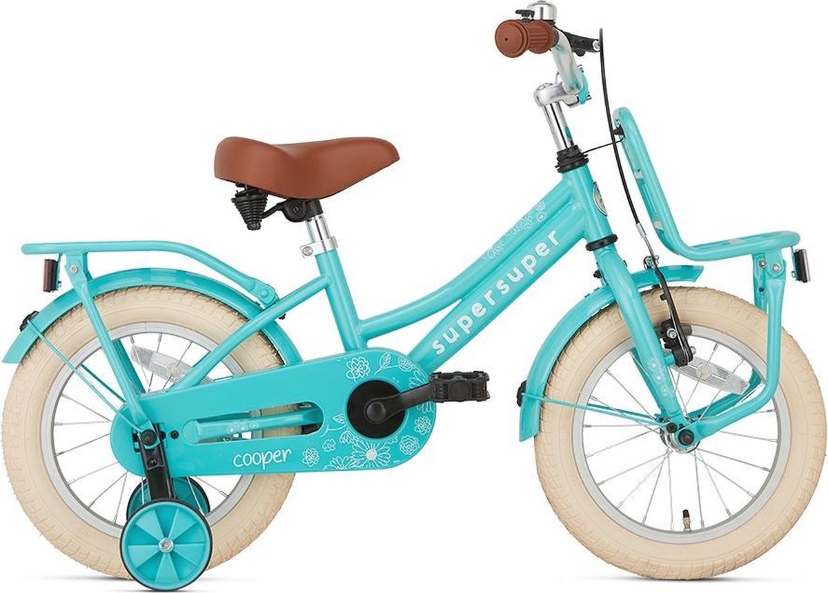 Supersuper Cooper Kinderfiets - 14 inch - Turquoise
