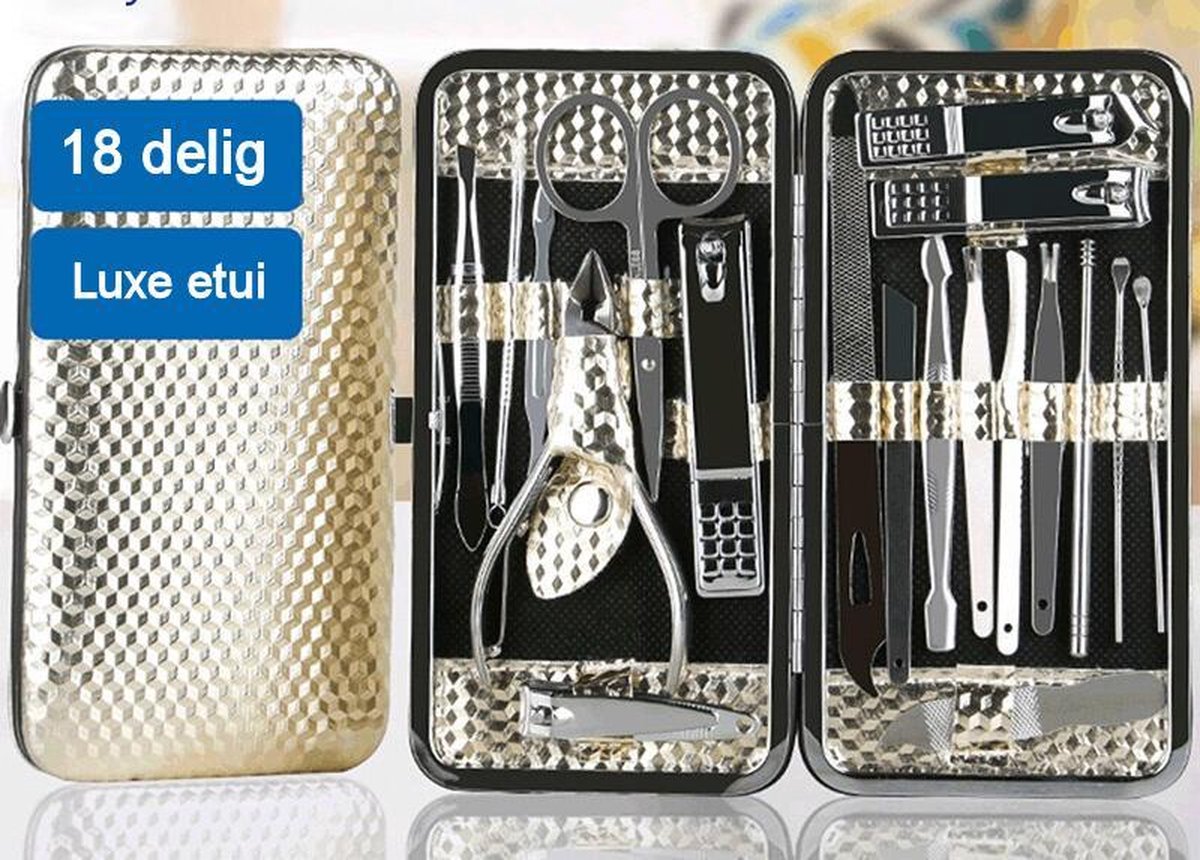 Luxe 18 delige manicureset - Nagel etui - Nagelset met vijlen