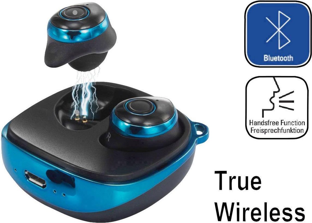 Renkforce RF-BTK-200 True Wireless In Ear oordopjes Blauw