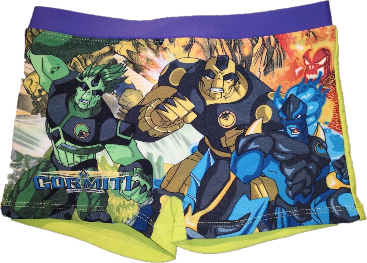 Gormiti - Zwembroek - Limegeel - 128 cm - 8 jaar - Polyamide/Elastaan