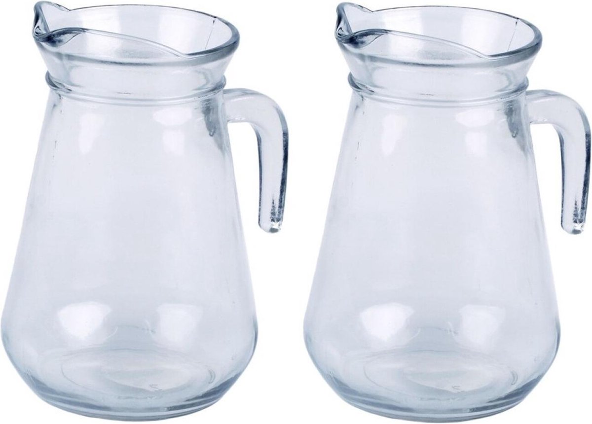2x stuks glazen schenkkan/karaf 1