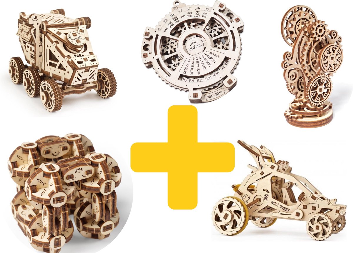 UGears modelbouw hout voordeelpakket mooi geschenkset 5delig