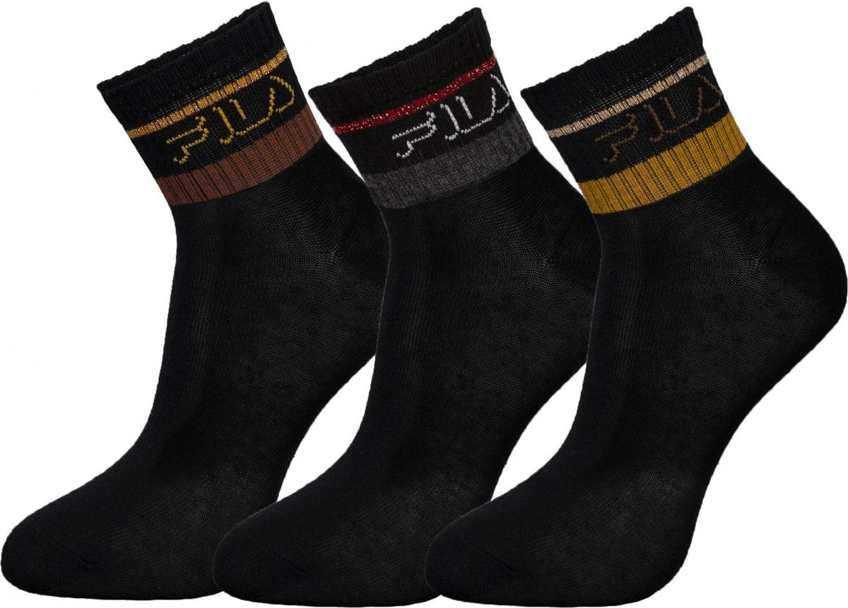 Fila - 6-pack Enkel Sokken - Zwart - Maat 35-38