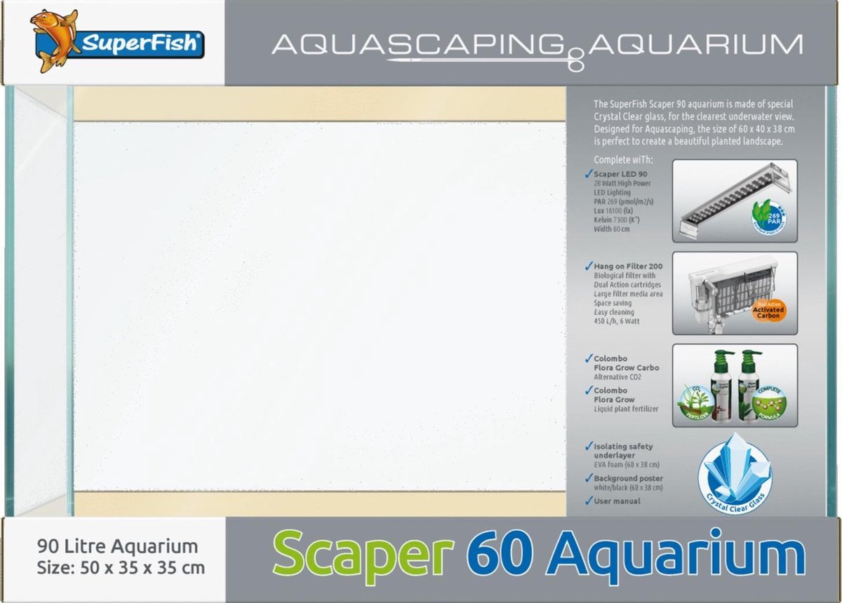 Superfish Scaper 60 - Aquaria - 50x35x35 cm 60 l Transparant