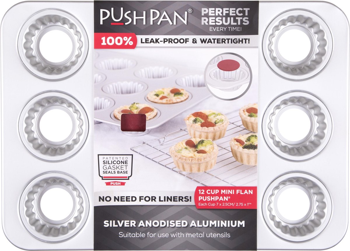 Wham PushPan Cupcake Mini - Aluminium - Rechthoekig - 12 stuks