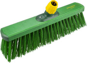 Kunststof harde straatbezem/buitenbezem robuust elaston groen 40 cm - Bezemkop met universele steelhouder - Bezems