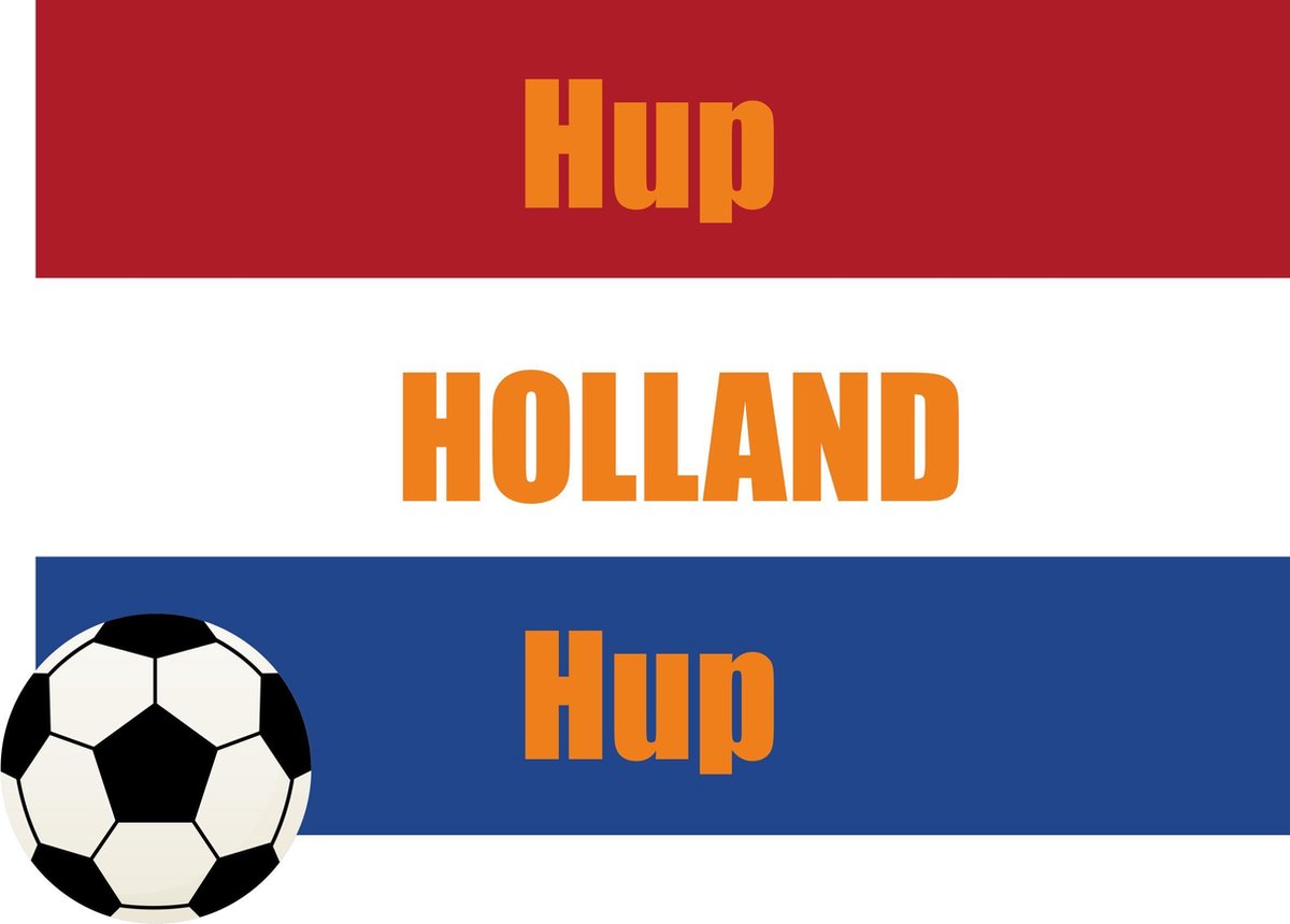 Raamsticker Vlag hup holland hup EK voetbal - Versiering oranje - Hup Holland Hup - Nederlands elftal - EK voetbal - Raamdecoratie voetbal - rood wit blauw - voetbalsupporter - raamsticker Nederlands elftal - oranje zomer - stickers