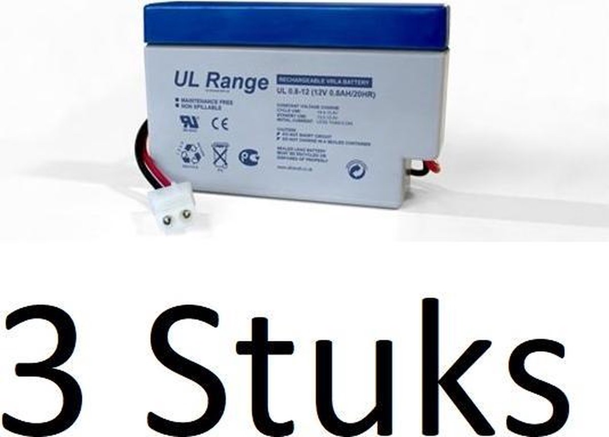 3 Stuks Loodaccu Ultracell UL 12v 800mAh