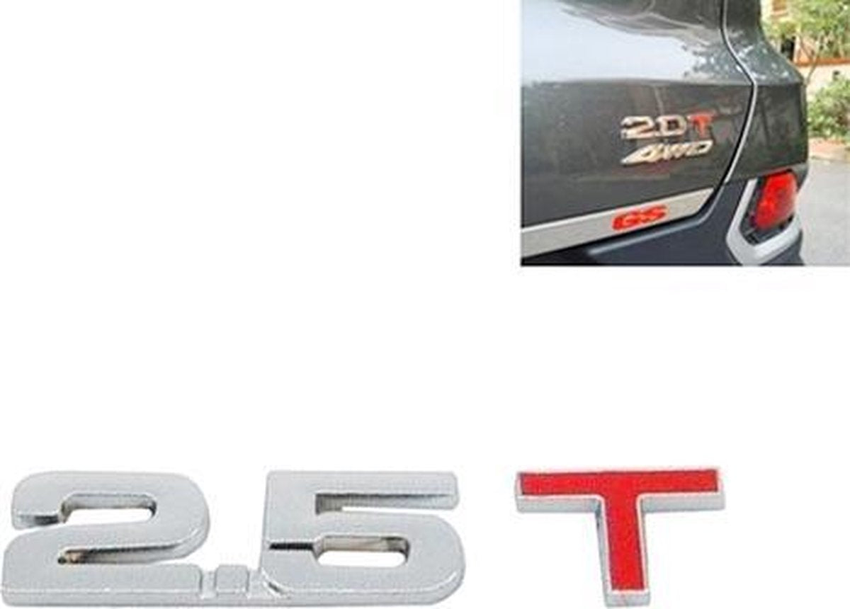 3D universele sticker verchroomd metaal 2.5T auto embleem Badge Sticker auto Trailer gas verplaatsing identificatie