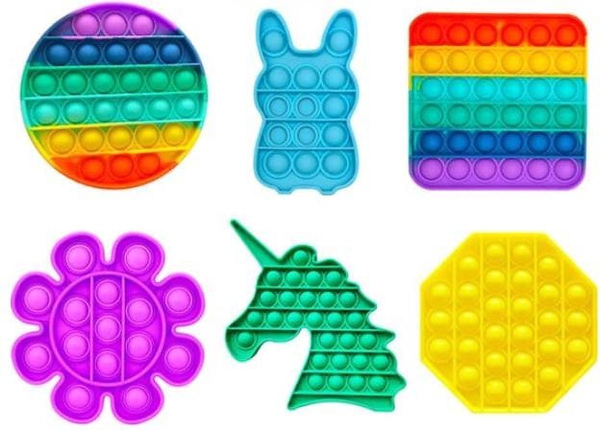 Allerion® Fidget Toy Pop-It - Set van 6 stuks