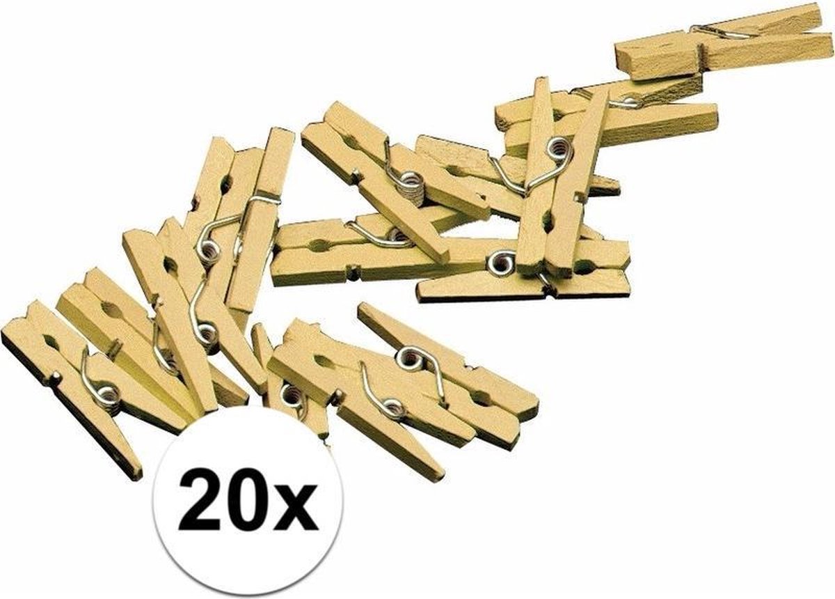 20x mini knijpertjes goud - 2 cm - kleine/ mini knijpers