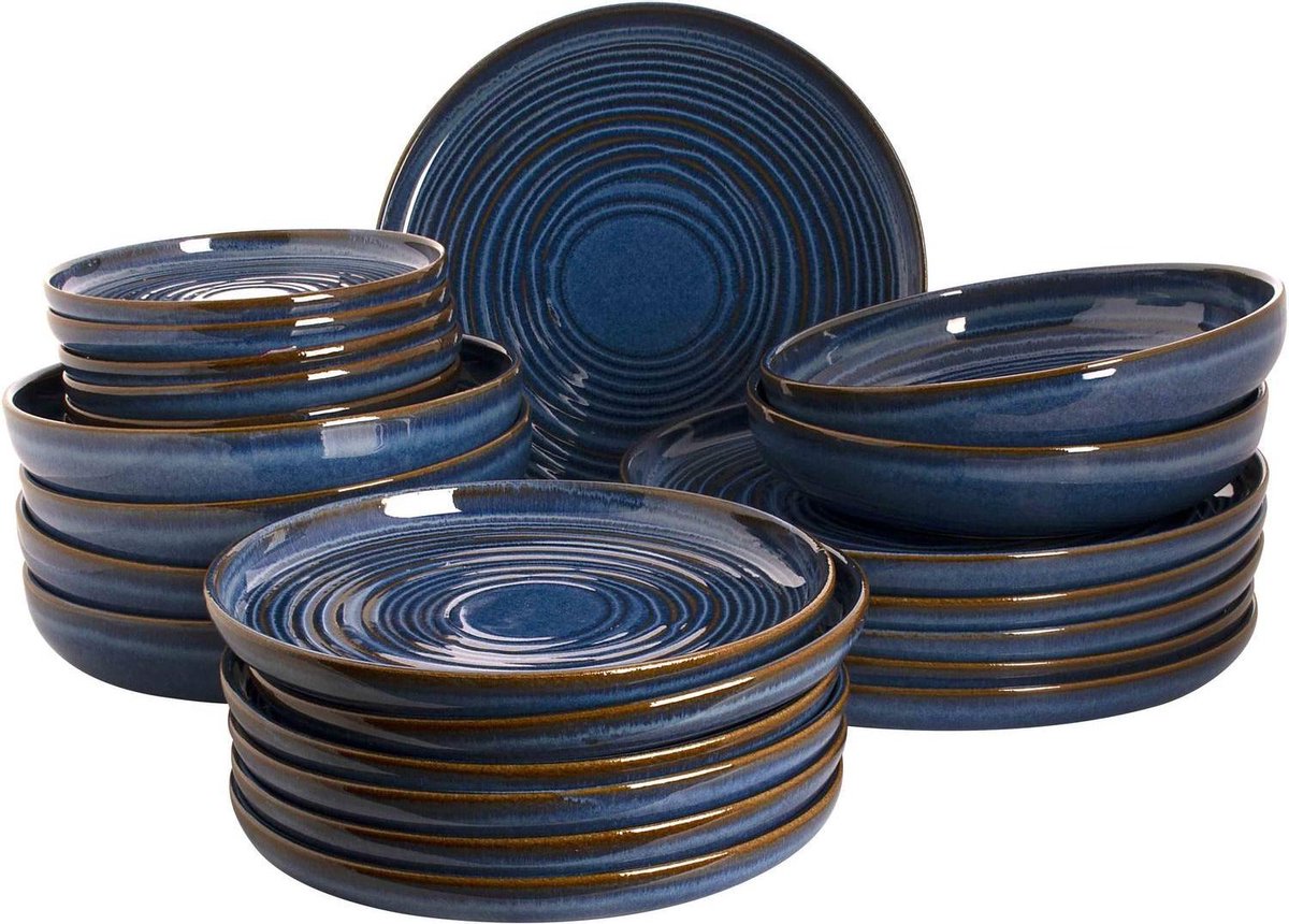 Palmer Tanana Blue Stoneware Bordenset - 6-persoons - 24-delig - Blauw