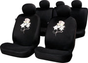 Car Plus Stoelhoezenset Rose & Skull Uni Polyester Zwart 11-delig